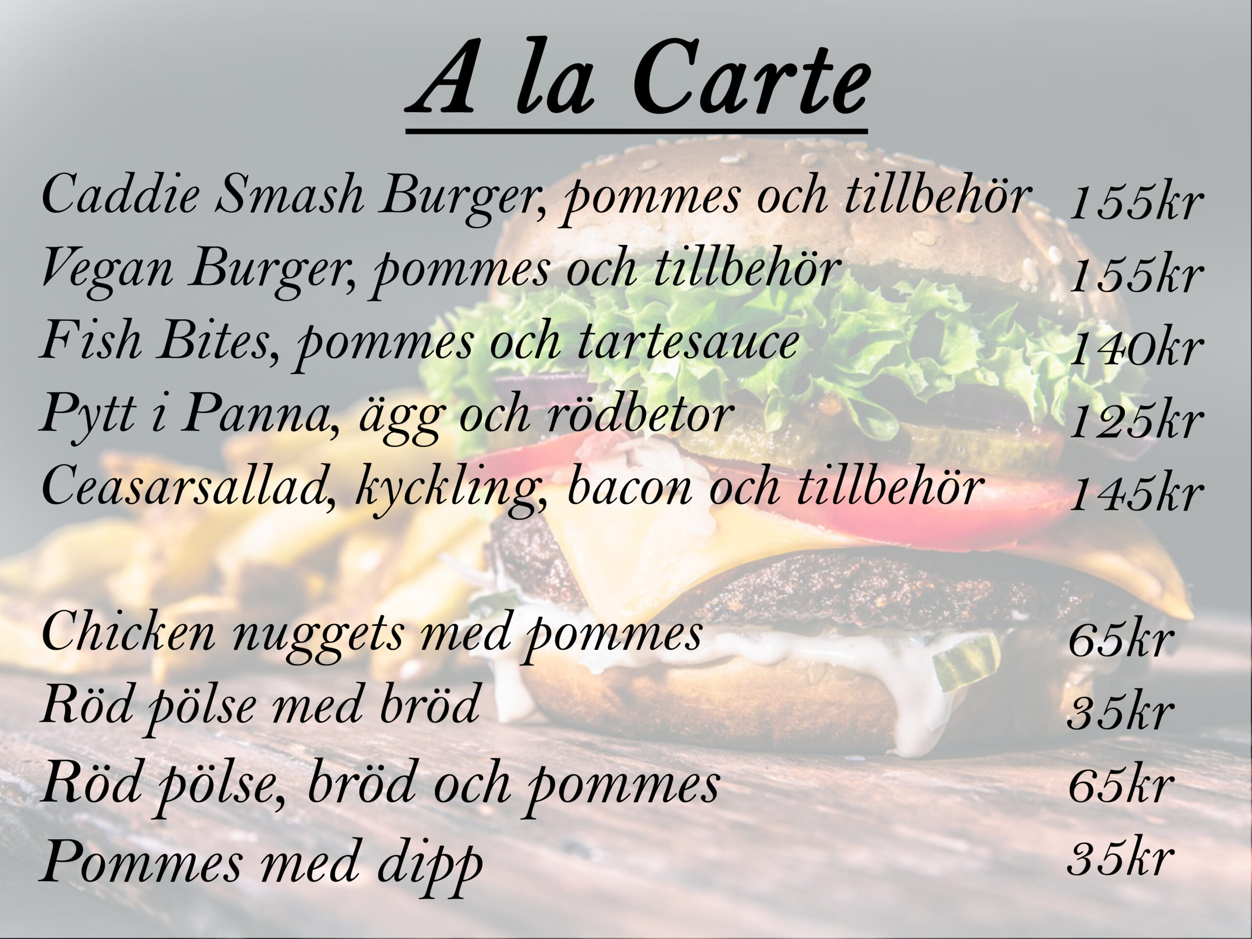 a la carte 30 40